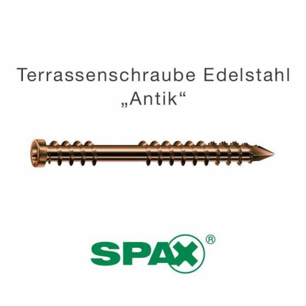 Spax 5,0x60 TORX-Terrassenschraube mit Zylinderkopf - - Edelstahl A2 antik - 100 Stück