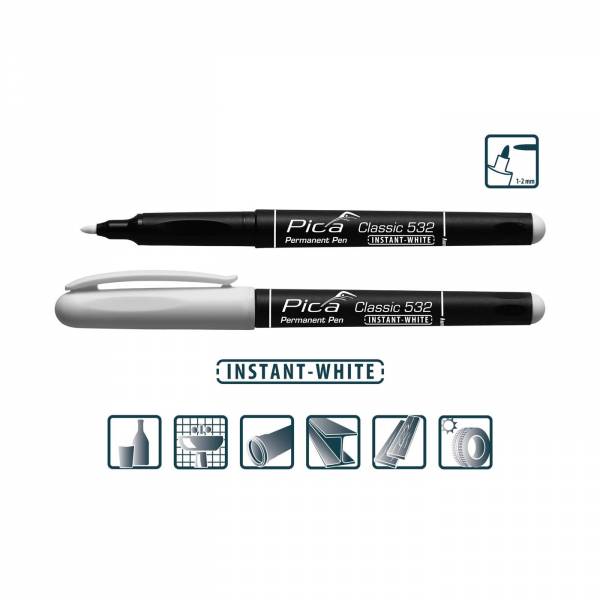Pica Classic Instant White Permanentstift - Schriftstärke 1-2 mm - weiß - 532/52