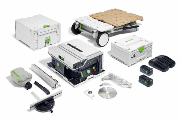 SET: Festool Akku-Systainersäge CSC SYS 50 EBI-Plus (Säge, Untergestell und 2 Akkus + 1 Doppel-Schnellladegerät) - 577379