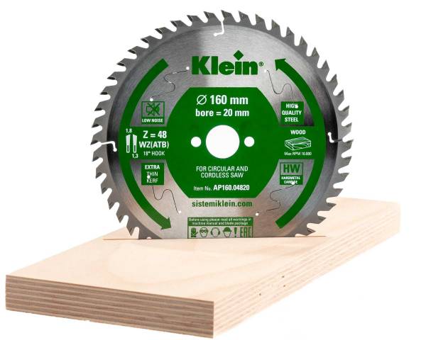 HW Kreissägeblatt für feine Schnitte in Holz, Ø 160x2,2x20 Z48 WZ