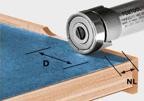 Festool HW Bündigfräser ohne Kugellager Ø 22mm - Nutzlänge 8mm - OFK Hülsenschaft - 490085