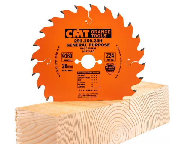 CMT HW Kreissägeblatt für universelle Schnitte in Holz, Ø 160x2,2x20mm Z24