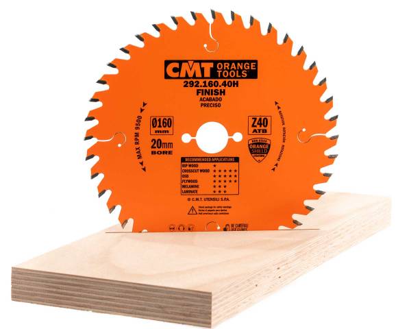 CMT HW Kreissägeblatt für feine Schnitte in Holz, Ø 160x2,2x20mm Z40