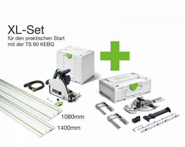 XL-Set Festool Tauchsäge TS 60 KEBQ-Plus + 2 Führungsschienen + Zubehör-Systainer