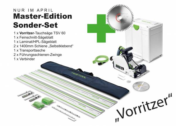 AKTIONS-SET: Festool Tauchsäge mit Vorritzfunktion TSV 60 K Master-Edition Sonder-Set