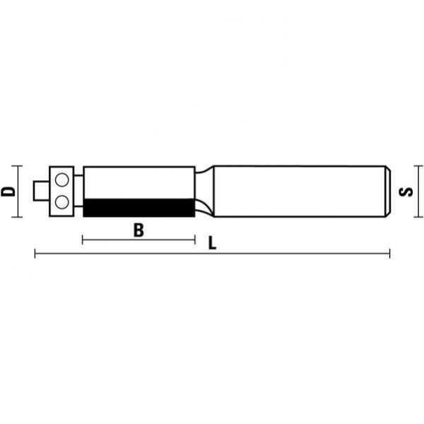 HW Bündigfräser Ø 19mm - Nutzlänge 25mm - Schaft 12mm - Anlauflager unten - E146.190.R
