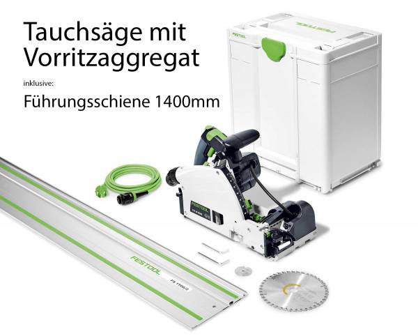 SET: Festool Tauchsäge mit Vorritzfunktion TSV 60 K mit 1400mm Führungsschiene - 576730+491498