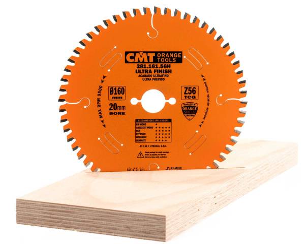 CMT HW Kreissägeblatt für feine Schnitte in Holz, Ø 160x2,2x20mm Z56