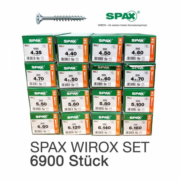 SET: SPAX WIROX PROFI-Set mit Torx®-Antrieb (Ø 4,0 / 4,5 / 5,0 und 6,0 mm) - 6.900 Teile im Originalkarton