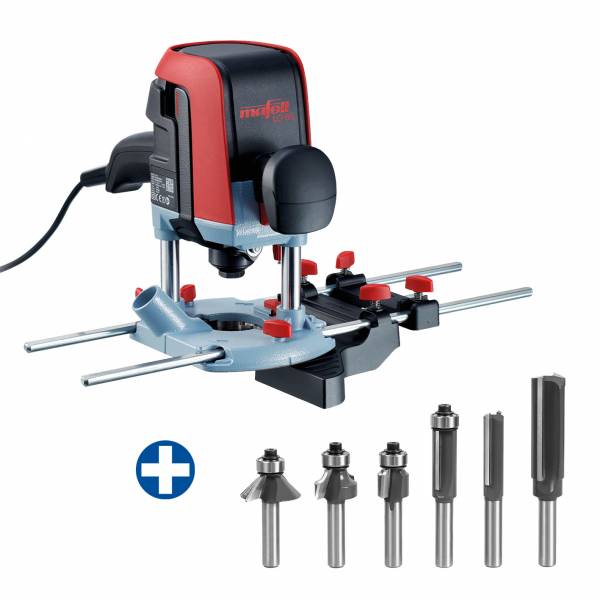 SET: Mafell Oberfräse LO 55 mit 1100 Watt im Systainer + 6 teiligen Fräser-Set