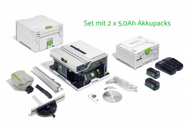 SET: Festool Akku-Systainersäge CSC SYS 50 EBI-Plus (Säge und 2 Akkus + 1 Doppel-Schnellladegerät) - 577374