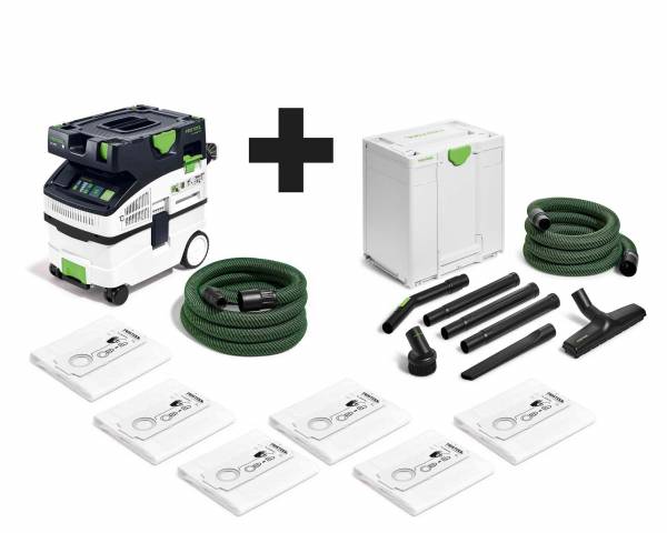 SET: Festool Absaugmobil CTM MIDI I CLEANTEC + 5x Säcke + Reinigungs-Set im Systainer inkl. dicker Saugschlauch