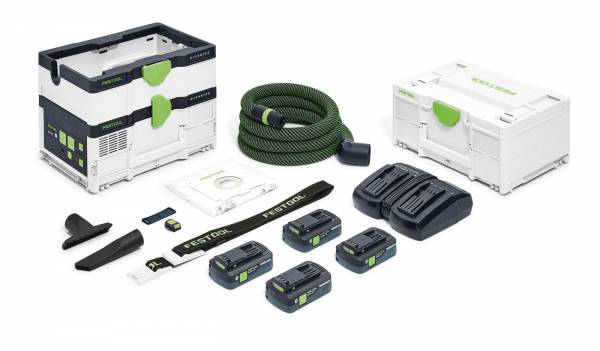 Festool Akku-Systainer-Sauger CTMC SYS HPC 4,0 I-Plus CLEANTEC + 4 Akkus und 1 Doppel-Ladegerät - 576942