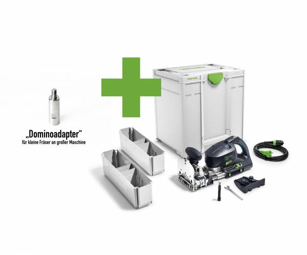 SET: Festool Dübelfräse DF 700 EQ-Plus DOMINO XL + Dominoadapter