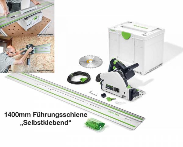 SET: Festool Tauchsäge TS 55 FEBQ-Plus-FS inkl. selbstklebende 1400mm Schiene - 576703+577043