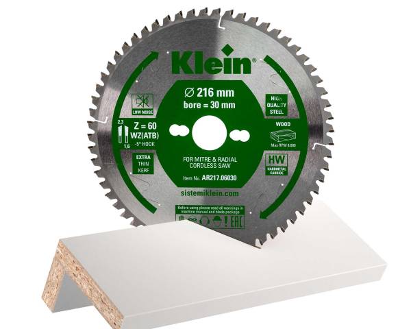 HW Kreissägeblatt für extra-feine Schnitte in Holz, Ø 216x2,3x30 Z60 WZ 5° negativ