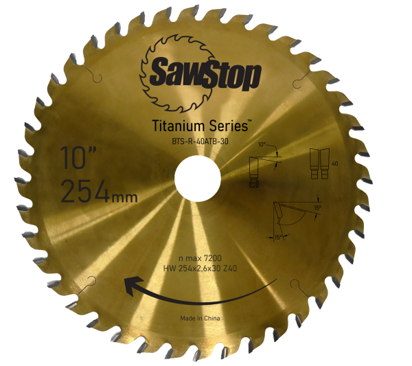 SAWSTOP Universal-Sägeblatt Ø 254x2,6x30 60 Zähne Titanium-Serie