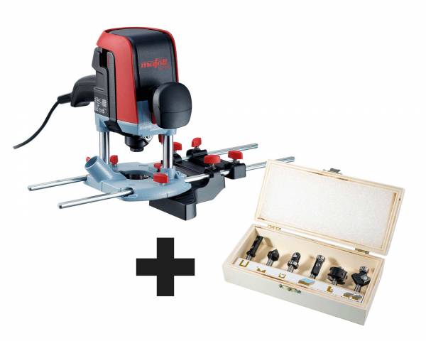 SET: Mafell Oberfräse LO 55 mit 1100 Watt im Systainer + 6 teiligen Wendeplatten Fräser-Set