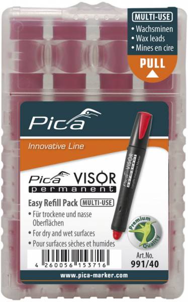 Pica VISOR permanent Ersatz-Minen - Farbe: Rot - 991/40