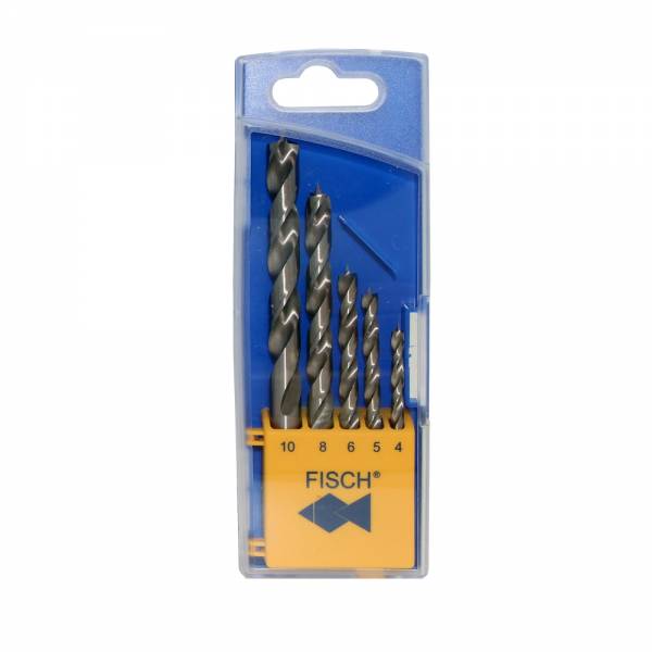 Fisch HSS-Holzspiralbohrer-Set - Ø 4 / 5 / 6 / 8 / 10mm - 5-teilig - 013G00005K