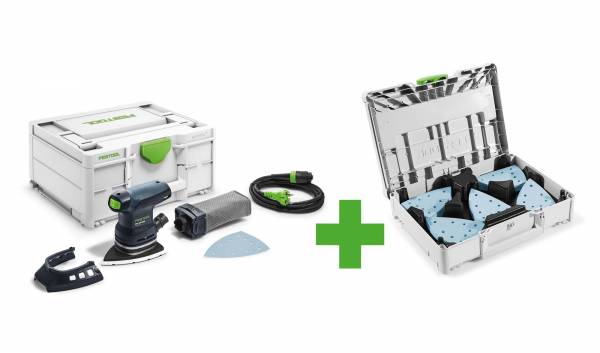 SET: Festool Deltaschleifer DTS 400 REQ GR-SYS P + Schleifmittel + Systainer mit Einlage