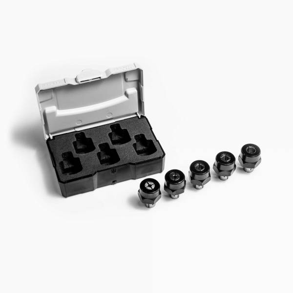 Shaper Spannzangen-Set mit Überwurfmutter Ø 3-6-8 mm und 1/8"-1/4" im XXS-Systainer