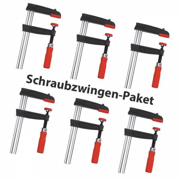 SET: Bessey Temperguss-Schraubzwingen 60 / 80 / 125cm - 6 Teilig - mit Holzgriff