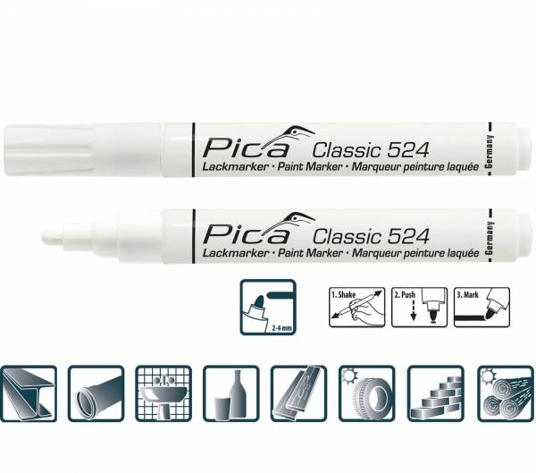 PICA® Classic 524 - WEISS - Industrie Lackmarker - 524/52