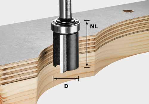 Festool HW Bündigfräser Ø 19 mm - Nurtzlänge 25mm - Schaft 8 mm - Lager oben - 491028