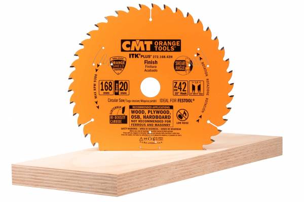 CMT HW Kreissägeblatt für feine Schnitte in Holz, Ø 168x1,8x20mm Z 42