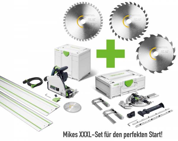 XXXL-Set Festool Tauchsäge TS 60 KEBQ-Plus + 2 Führungsschiene + Zubehör-Systainer inkl. 3 Sägeblätter