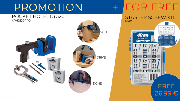 SET: KREG® Pockethole-Jig - Taschenloch Bohrschablone 520 Pro PLUS Schrauben-Sortiment - KPHJ520PRO + SK04